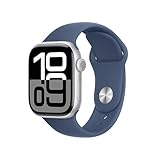 Apple Watch Series 10 (GPS 42 mm) Smartwatch mit Aluminiumgehäuse in Silber und Sportarmband in...