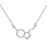 Serotonin Molekül Anhänger Halskette aus 925 Sterling Silber by Serebra Jewelry (Rhodium-Überzug)
