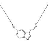 Serotonin Molekül Anhänger Halskette aus 925 Sterling Silber by Serebra Jewelry (Rhodium-Überzug)