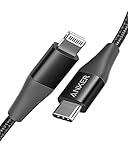 Anker Powerline+ II USB C auf Lightning Kabel, 90cm lang, Nylon-umflochtenes Ladekabel für iPhone...