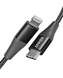 Anker Powerline+ II USB C auf Lightning Kabel, 90cm lang, Nylon-umflochtenes Ladekabel für iPhone...