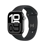 Apple Watch Series 10 (GPS 46 mm) Smartwatch mit Aluminiumgehäuse in Diamantschwarz und...