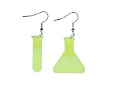 Reagenzglas Kolben Labor Ohrringe Miniblings Hänger Chemie Acrylglas neon grün - Handmade...