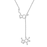 HOOHWE 925 Sterling Silber Serotonin Halskette Koffein Molekül Anhänger Halskette Geschenke für...