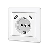 Steckdose mit USB Anschluss und Typ C (max. 5 V 3,4 A) Schuko Steckdose mit USB Anschluss Glänzend...