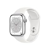 Apple Watch Series 8 (GPS, 45mm) Smartwatch - Aluminiumgehäuse Silber, Sportarmband Weiß -...