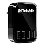 equinux tizi Tankstelle Eco (4 Ports). 4fach-USB-Ladegerät, universal als Heim- und Reisenetzteil...