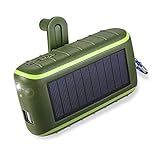 Workingda Powerbank Solar Ladegerät, 10000mAh Externer Akku Kurbel Generator mit Dual USB...