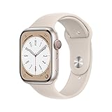 Apple Watch Series 8 (GPS + Cellular, 45mm) Smartwatch - Aluminiumgehäuse Polarstern, Sportarmband...