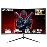 CRUA 32 Zoll Curved Gaming Monitor, QHD (2560 * 1440P) 2K 165HZ 1800R 99% sRGB Professional Color...