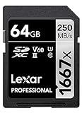 Lexar Professional 1667x SD Karte 64GB, Speicherkarte SDXC UHS-II, Bis zu 250 MB/s Lesen, Class 10,...