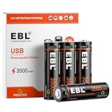 EBL Lithium Akku AA - 1,5V wiederaufladbare AA Lithium Batterien mit USB C Laden,Starke Leistung AA...