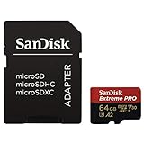 SanDisk Extreme Pro 64 GB microSDXC Memory Card + SD Adapter with A2 App Performance + Rescue Pro...