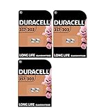 6 x Duracell 357/303 SR44 mit Silberoxid (3 Blistercard a 2 Batterien) 6 Batterien