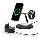 Belkin BoostCharge Pro drahtloses 3-in-1-Ladegerät mit MagSafe für iPhone 15, 14, 13, 12 + Apple...