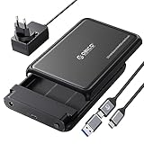 ORICO Festplattengehäuse 3.5 Zoll USB C 5Gbps Externes HDD Gehäuse für 2,5'/ 3,5' SATA HDD und...