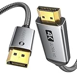 WARRKY 4K DisplayPort auf HDMI Kabel [Vergoldete, Geflochten, Aluminiumhülse], Unidirektionaler DP...
