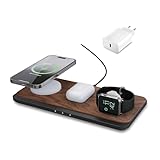 Woodcessories Multibase Pro - 3 in 1 Ladestation Holz | Magsafe Ladegerät | Induktive Ladestation...