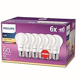 Philips Lighting Philips LED Classic E27 Lampen 6-er Pack (60 W), matte LED Lampen mit warmweißem...