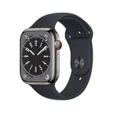 Apple Watch Series 8 (GPS + Cellular, 45mm) Smartwatch - Edelstahlgehäuse Graphit, Sportarmband...