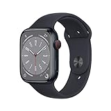 Apple Watch Series 8 (GPS + Cellular, 45mm) Smartwatch - Aluminiumgehäuse Mitternacht, Sportarmband...