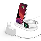 Belkin drahtloses 3-in-1 Ladegerät (kabellose 7,5-W-Ladestation für iPhone, Apple Watch und...