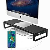 Vaydeer Monitorständer mit 1 USB Schnellladeanschluss und 3 USB 3.0 Hub Aluminium Monitor Stand...