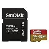 SanDisk Extreme 32 GB microSDHC Speicherkarte + SD-Adapter bis zu 100 MB/Sek., Class 10, U3, V30,...