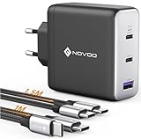 NOVOO 120W USB C Ladegerät GaN Ⅲ 3-Port USB C Netzteil Schnellladegerät mit 2 PD 100W...