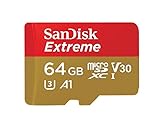 SanDisk Extreme 64 GB microSDXC Speicherkarte + SD-Adapter bis zu 100 MB/Sek., Class 10, U3, V30,...