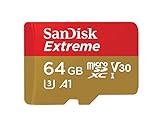 SanDisk Extreme 64 GB microSDXC Speicherkarte + SD-Adapter bis zu 100 MB/Sek., Class 10, U3, V30,...