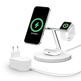 Belkin BoostCharge Pro drahtloses 3-in-1-Ladegerät mit MagSafe für iPhone 15, 14, 13, 12 + Apple...