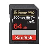 SanDisk Extreme PRO SDXC UHS-I Speicherkarte 64 GB (V30, Übertragungsgeschwindigkeit 200 MB/s, U3,...