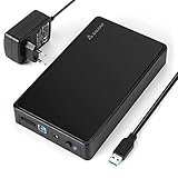 Salcar USB 3.0 Externe Festplattengehäuse für 3.5 Zoll SATA SSD und HDD Festplatten, mit 12V 2A...