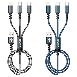 GIANAC Multi USB Kabel [2Stück 1.2M] ladekabel 3 in 1 schnellladekabel Universal Ladekabel mit...