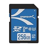 SABRENT SD Karte 256GB V60, SDXC card UHS II, SD Speicherkarte Class 10, U3, R270MB/s W170MB/s Full...