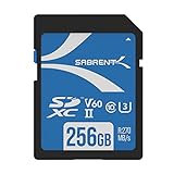 SABRENT SD Karte 256GB V60, SDXC Card UHS II, SD Speicherkarte Class 10, U3, R270MB/s W170MB/s Full...