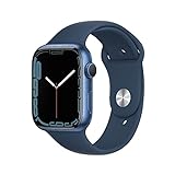Apple Watch Series 7 (GPS, 45mm) Smartwatch - Aluminiumgehäuse Blau, Sportarmband Abyssblau -...