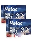 Netac 2er-Pack 32G Speicherkarte，Micro SD Karte(A1, U1, C10, V10, FHD, 600X), TF Memory Card UHS-I...
