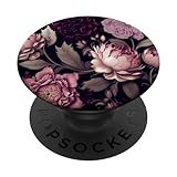 Stimmungsvolles Blumenmuster in Magenta und Altrosa PopSockets Klebender PopGrip