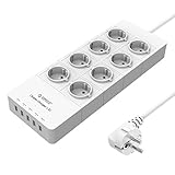 ORICO 8-fach Steckdosenleiste Überspannungsschutz mit 5 USB-Anschlüssen 5V 8A Ladegerät für...