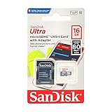 SanDisk Ultra Android microSDHC 16GB bis zu 80 MB/Sek Class 10 Speicherkarte + SD-Adapter