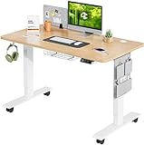 MAIDeSITe Höhenverstellbarer Schreibtisch (120 x 60 cm) Einfache Montage Schreibtisch...