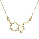 Serotonin Molekül Anhänger Halskette aus 925 Sterling Silber by Serebra Jewelry (Gold-Überzug)