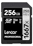 Lexar Professional 1667x SD Karte 256GB, Speicherkarte SDXC UHS-II, Bis zu 250 MB/s Lesen, Class 10,...