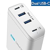 Dual Typ C PD Ladegerät Adapter mit 2 USB-C PD(18W + 60W) & 2 USB- kompatibel mit den meisten USB-C...