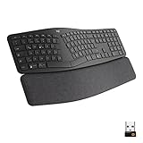 Logitech ERGO K860 kabellose ergonomische Tastatur – geteilte Tastatur, Handballenauflage,...