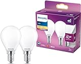 Philips LED Classic E14 Lampen 2-er Pack (40 W), matte LED Lampen mit warmweißem Licht,...