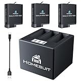 Homesuit Hero 7 Akku (3 Pack) und 3 Kanal LCD USB Ladegerät für Hero 7 Black, Hero 5, Hero 6...