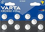 VARTA Batterien Knopfzellen CR2032, 10 Stück, Power on Demand, Lithium, 3V, kindersichere...